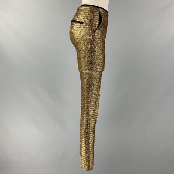 DOROTHEE SCHUMACHER Size XS Gold Black Polyester Wool Metallic Dress Pants - Picture 3 of 8